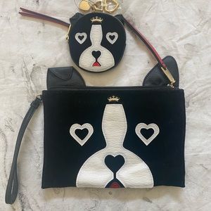 Bundle Juicy Couture French Bulldog Boston Terrier Zip Coin Purse & Clutch